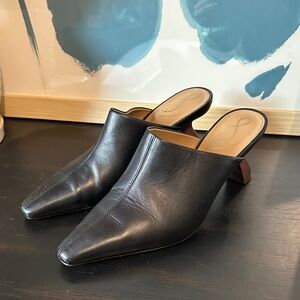 Sam Edelman Skya Black Leather Pointed Toe Heels